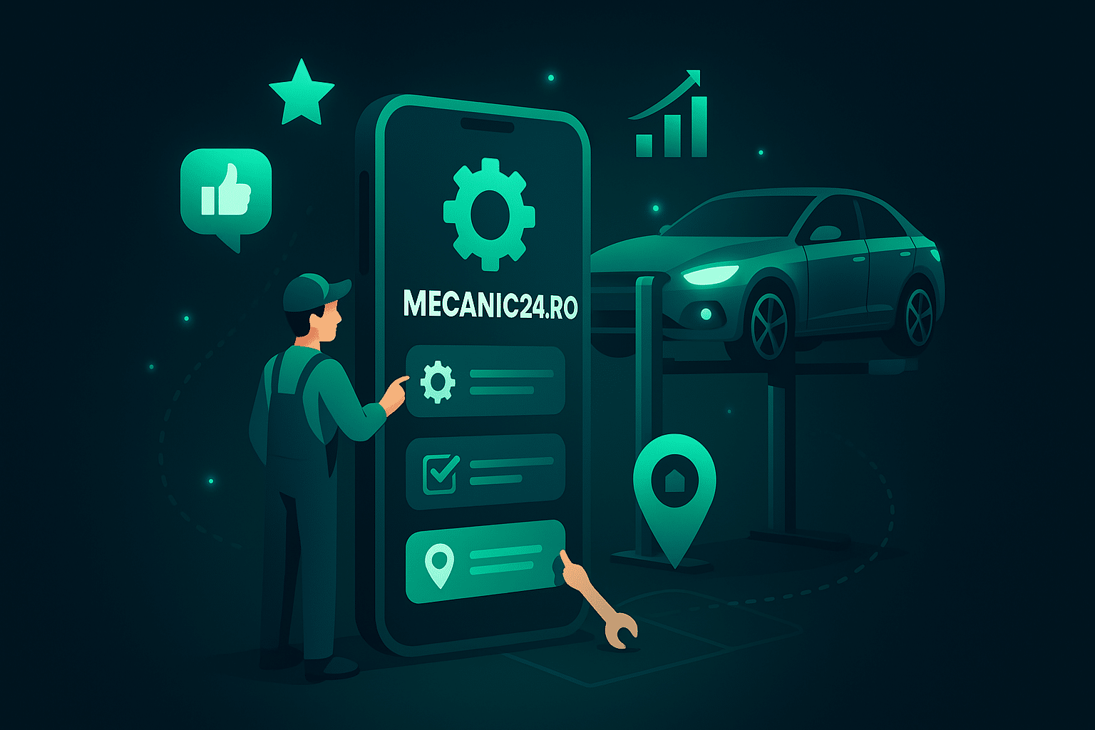 Platforma completă care conectează șoferii cu toți prestatorii de servicii auto
